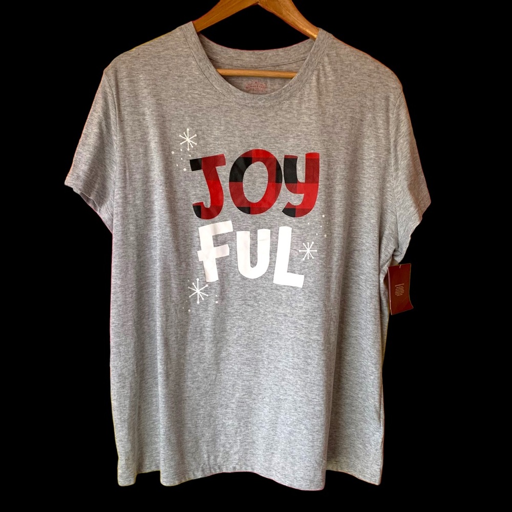 Wondershop Gray Joyful Holiday Christmas Short Sleeve PJ Pajama Tee Top Size 3X